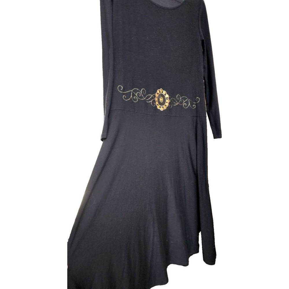 Vintage Black Dress Embroidery Sequin by Monroe & Main Size Large Artsy